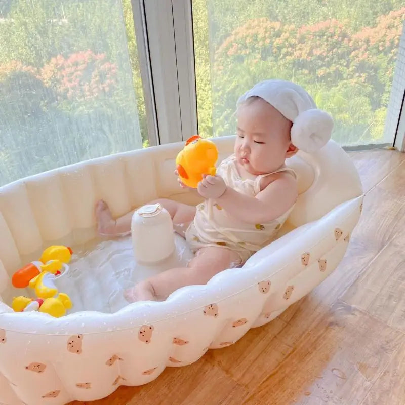 Portable Inflatable Baby Bath Tub - Folding Outdoor Water Play Pool for Newborns and Infants