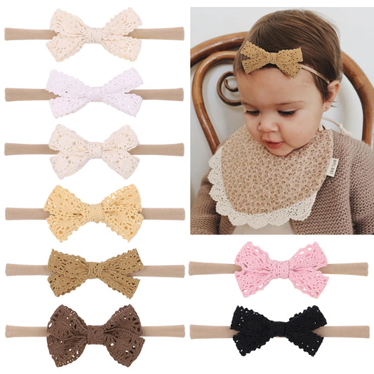 Adorable 2.7-Inch Lace Bow Baby Headbands - Perfect for Newborn Girls