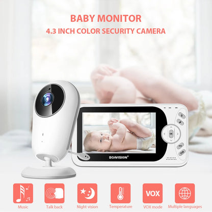 Portable 4.3 Inch Wireless Video Baby Monitor with Night Vision and Two-Way Intercom - VB608 Baby Nanny Camera