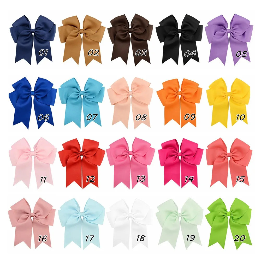 Vibrant 6-Inch Grosgrain Ribbon Hair Bows for Girls - Elegant Clips for Kids' Hair Accessories