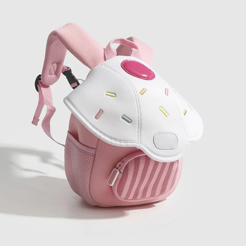 Adorable Cartoon Mushroom Mini Backpack for Girls - Trendy Kindergarten School Bag and Snack Carrier for Outdoor Adventures