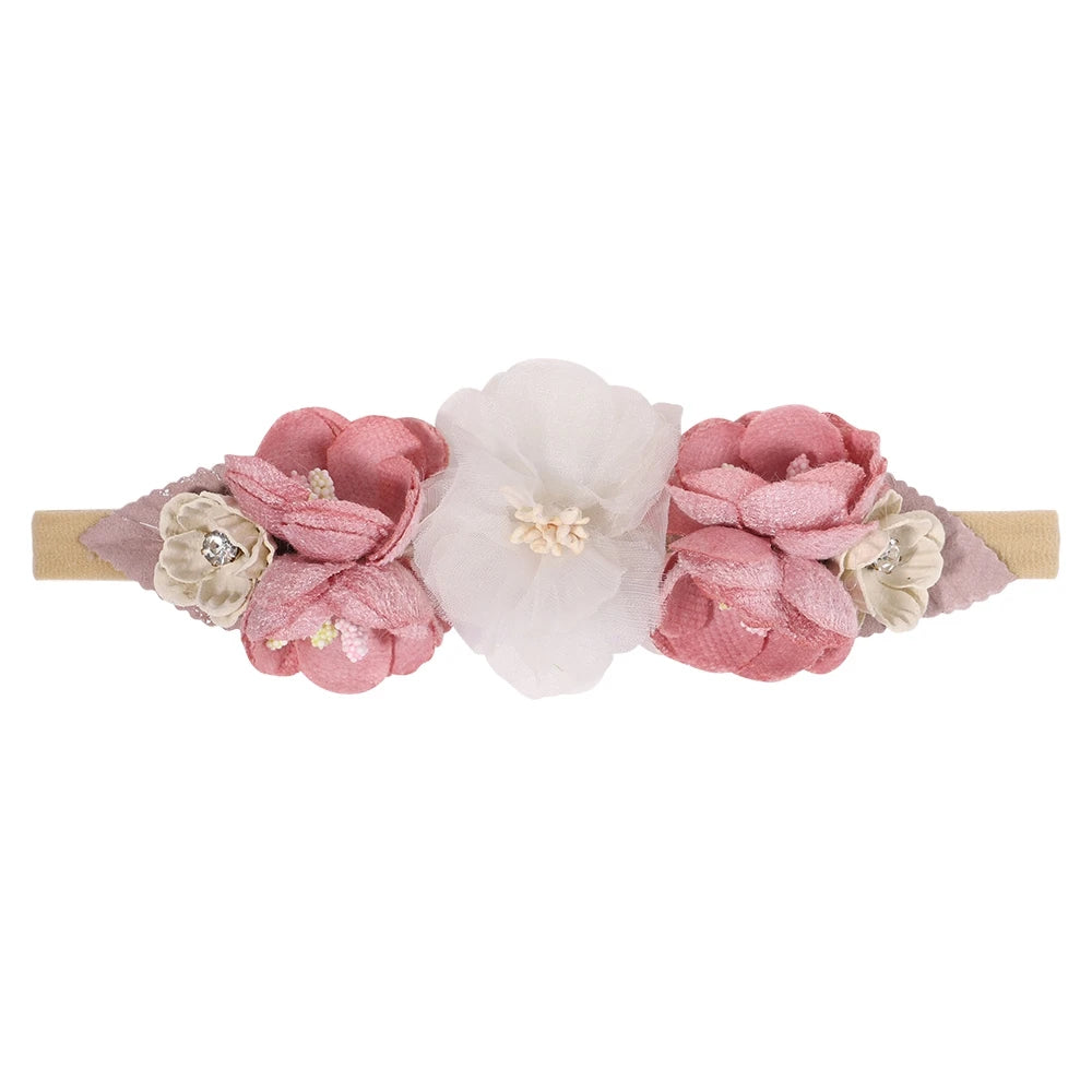 Vintage Floral Hairbands for Baby Girls - Handmade Cloth Headwear & Accessories for Special Occasions