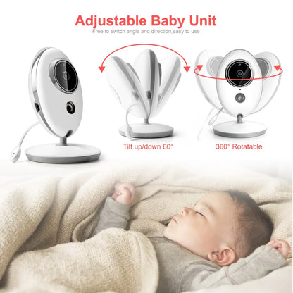 2.4GHz Wireless Baby Monitor with LCD Display, Two-Way Talk, Night Vision, and Temperature Monitoring