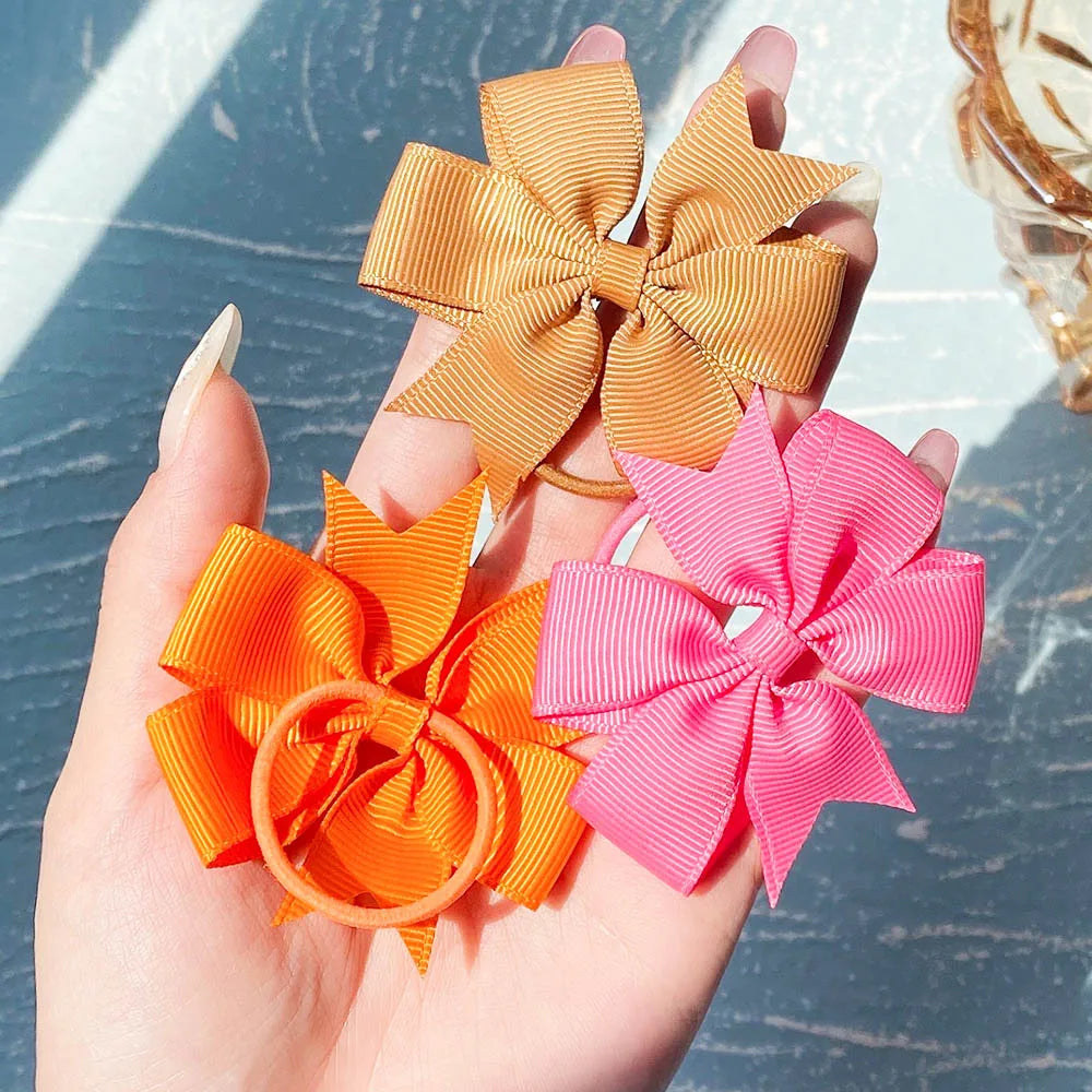 20-Color Mini Bowknot Elastic Hair Bands - 10 Pack for Girls' Ponytails and More!
