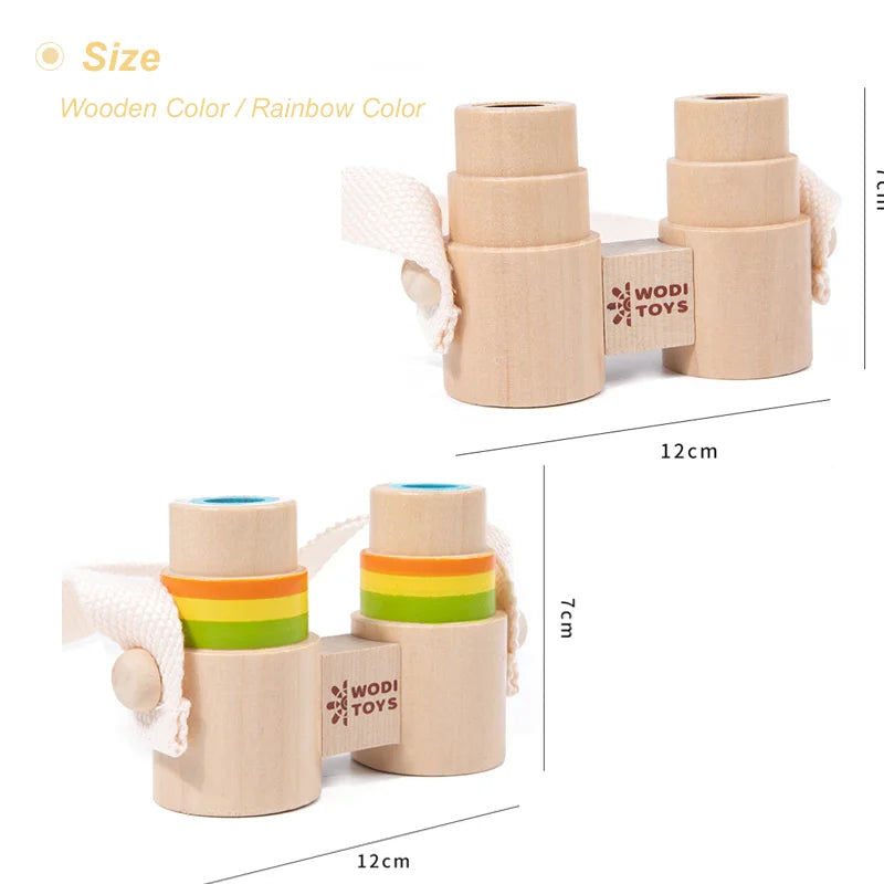 Wooden Binocular Telescope Children Outdoor Observe Scientific Toys Mini Portable Telescope Learning Education Toys for Kids