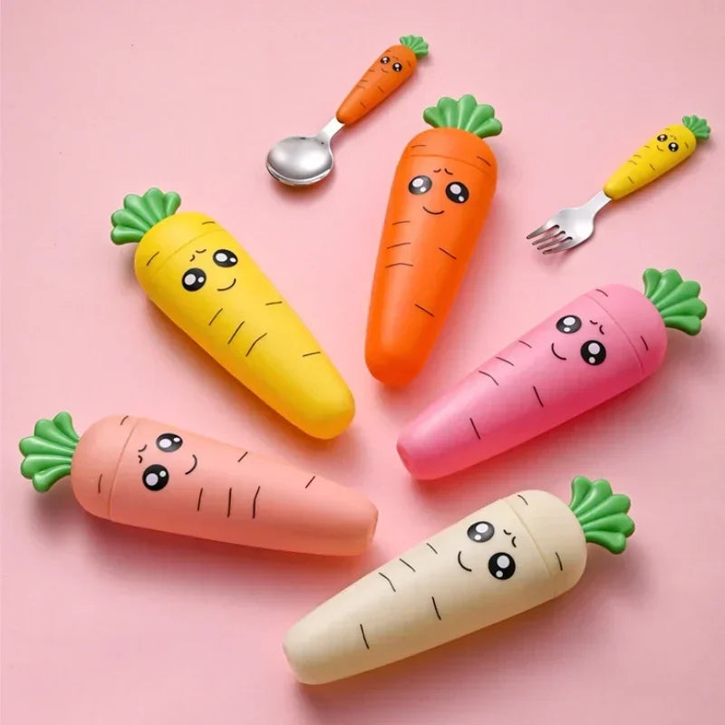 Cartoon-Themed Baby Cutlery Set - Fork and Spoon Utensils for Kids' Mealtime Fun