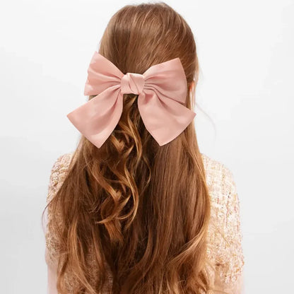 2Pcs Y2K Inspired Satin Bow Hair Clips for Women - Chic Ponytail Barrettes and Sweet Girl Hair Accessories