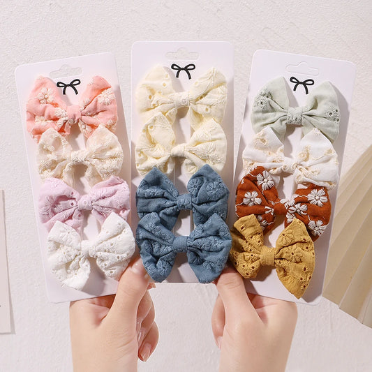 Adorable 4-Piece Bowknot Hairpin Set for Baby Girls – Charming Pastoral Style Clips