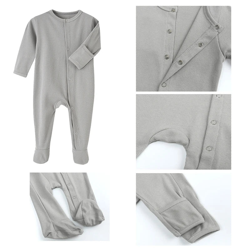 2-Pack Baby Cotton Rompers - Soft Unisex Sleepsuits for Newborns, All-Season Pajamas Jumpsuits