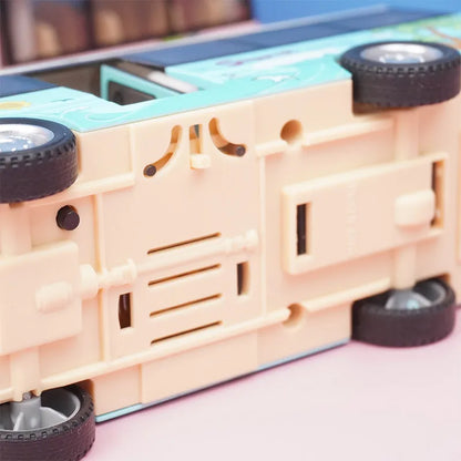 Die-Cast Metal Kids Tour School Bus Toy with Sound and Light Features - Friction-Powered Vehicle for Boys and Girls