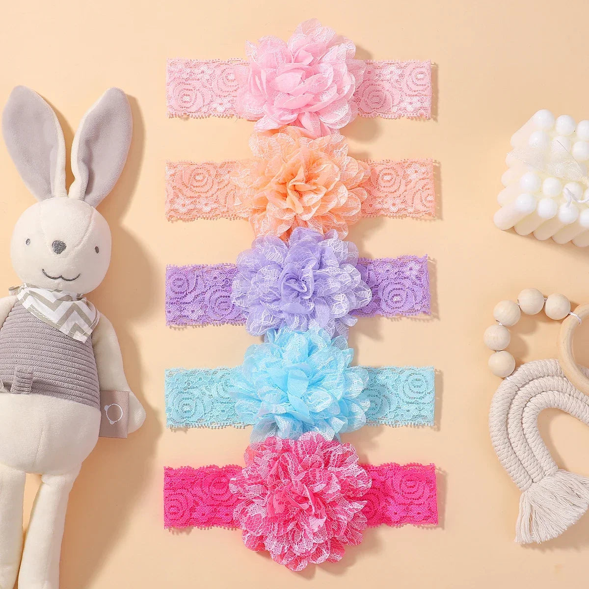 6-Piece Set of Adorable Big Flower Headbands for Baby Girls - Soft, Gentle, and Safe Infant Accessories