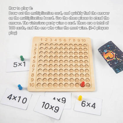 Wooden Multiplication Board Game Kids Montessori Learning Educational Toys Math Counting Hundred Board Interactive Thinking Game