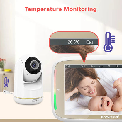 VB803 5-Inch Baby Monitor with 720P HD Display, 330° Pan & 135° Tilt, 3X Zoom, Two-Way Audio, Night Vision, and Lullaby Function