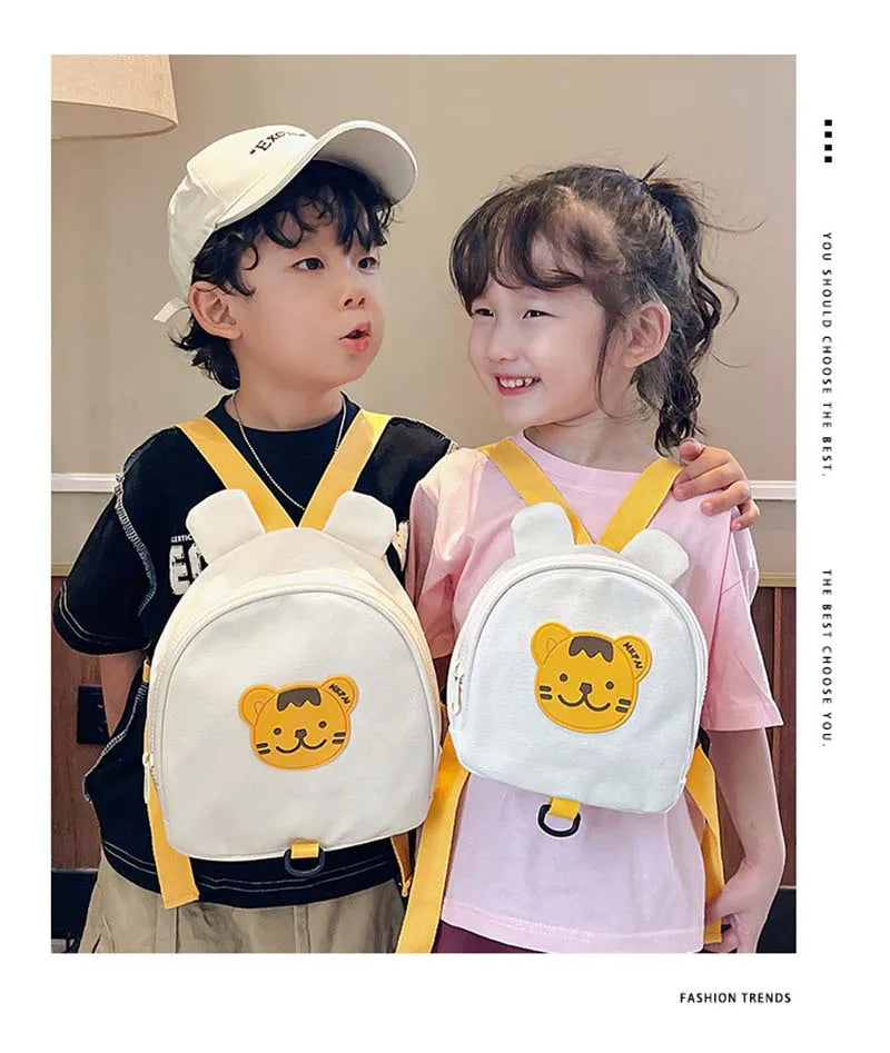 Adorable Cartoon Bear Anti-Lost Baby Backpack for Kindergarten Kids - Canvas Harness School Bag for Boys and Girls