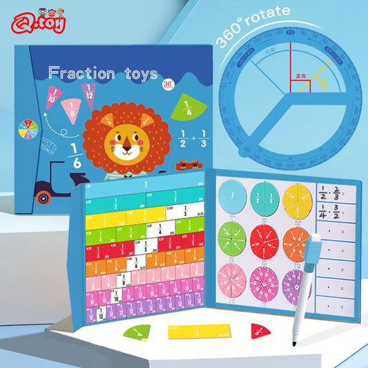 Wooden Magnetic Fraction Learning Math Toys Children Arithmetic Learning Educational Toys Fraction Book Set Parish Teaching Aids