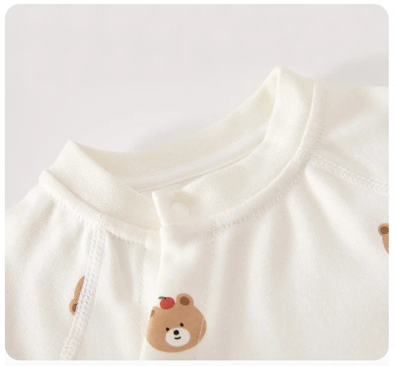 Adorable Cartoon Bear Cotton Romper for Newborn Boys and Girls - Spring Infant One-Piece Bodysuit