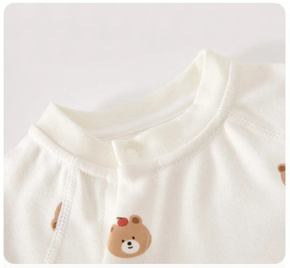 Adorable Cartoon Bear Cotton Romper for Newborn Boys and Girls - Spring Infant One-Piece Bodysuit