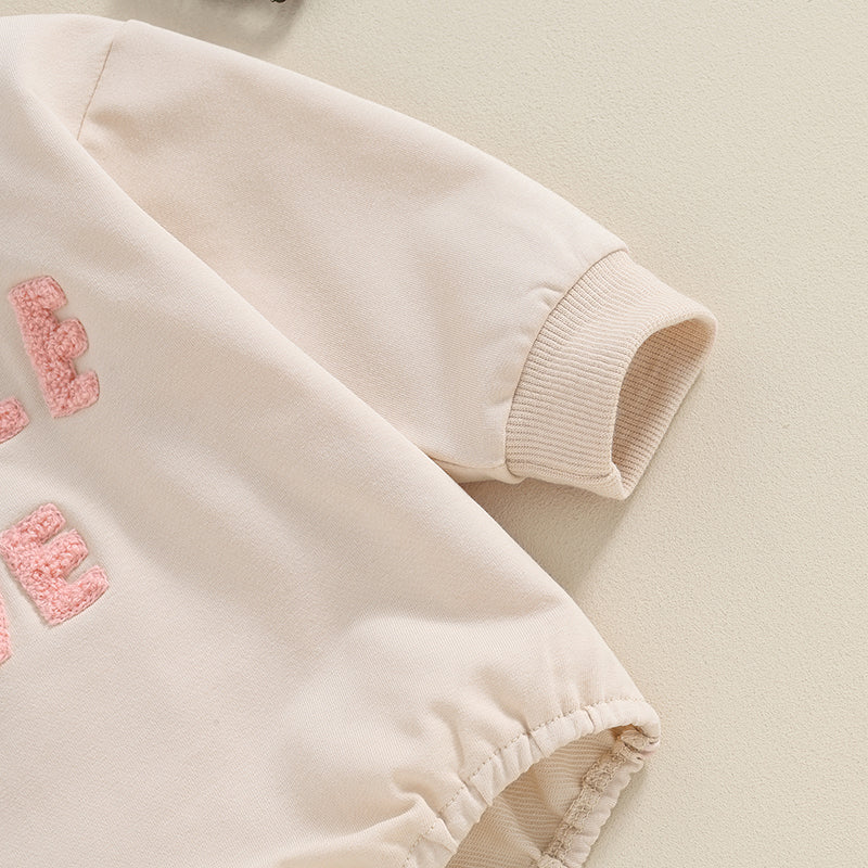 Adorable Long Sleeve Baby Romper with Embroidered Letters - Unisex Fall Bodysuit for Newborns and Infants