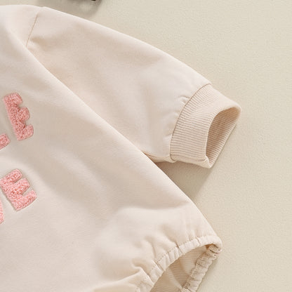 Adorable Long Sleeve Baby Romper with Embroidered Letters - Unisex Fall Bodysuit for Newborns and Infants