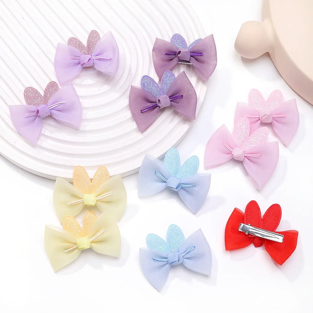 Adorable 2-Pack Mini Hair Bows for Girls - Soft Cotton Hair Clips and Barrettes