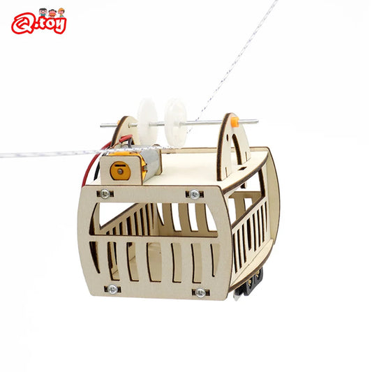 STEM DIY Wooden Cable Car Model Kit for Kids - Fun Educational Puzzle and Science Experiment Tool