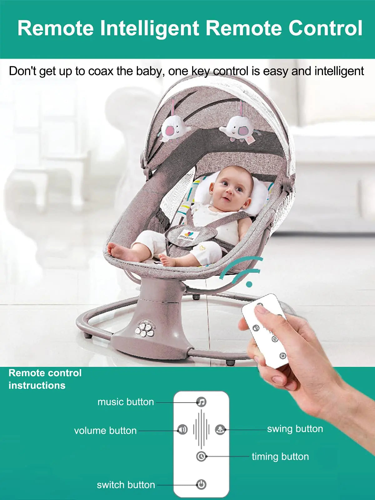 Electric Baby Rocking Chair Cradle Swing – Cozy & Safe Chair for Newborns with Music and Vibration Features