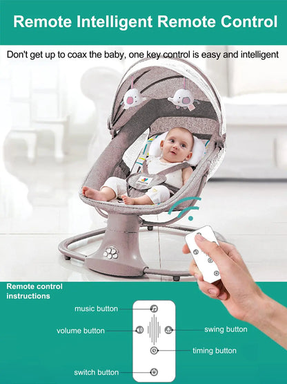 Electric Baby Rocking Chair Cradle Swing – Cozy & Safe Chair for Newborns with Music and Vibration Features