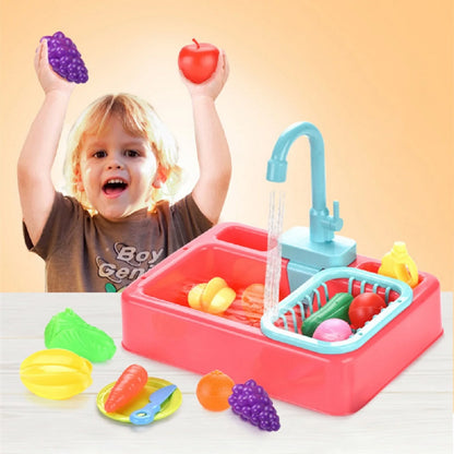 Kids Electric Dishwashing Playset - Water Simulation Sink Toy for Role-Playing Housework Activities