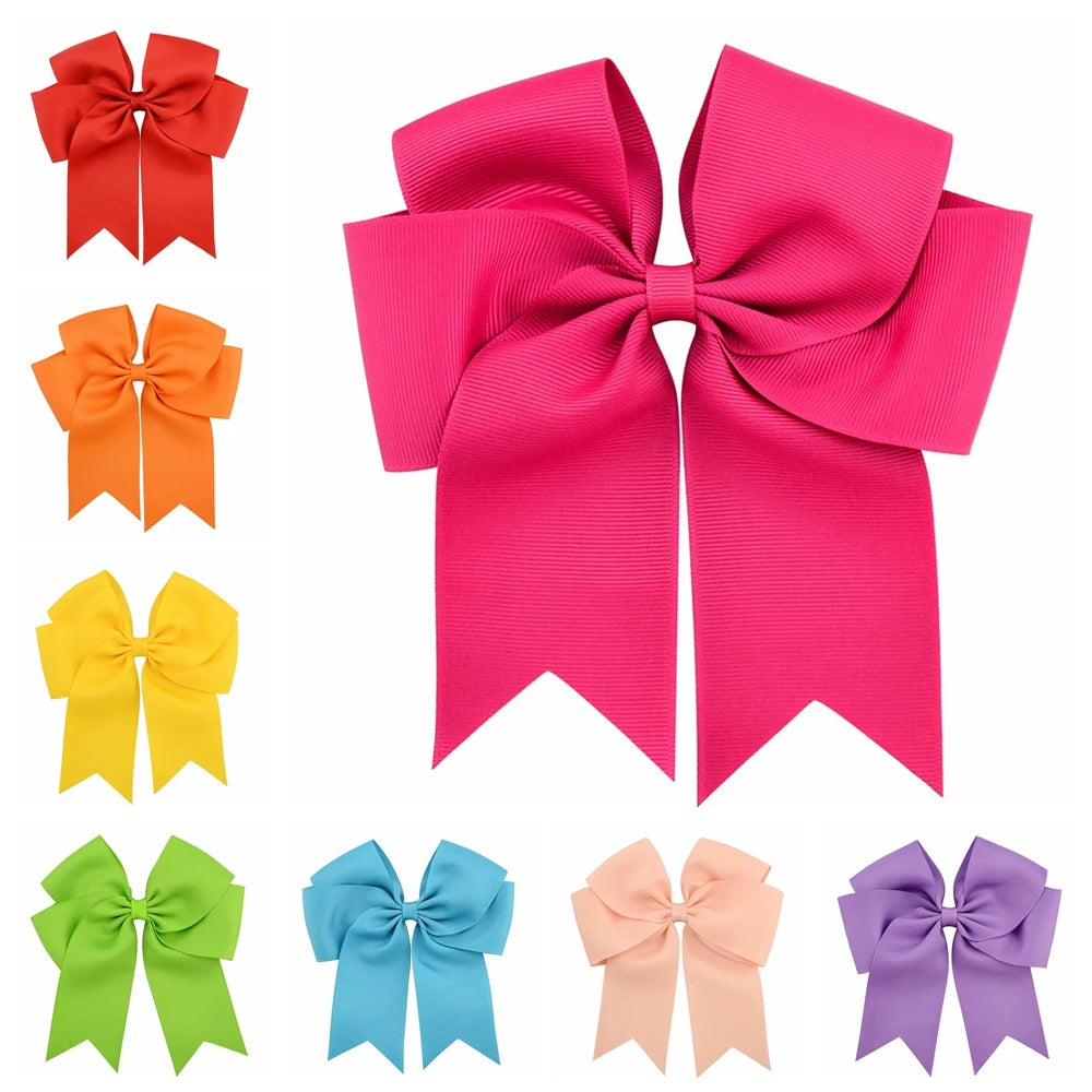 Vibrant 6-Inch Grosgrain Ribbon Hair Bows for Girls - Elegant Clips for Kids' Hair Accessories