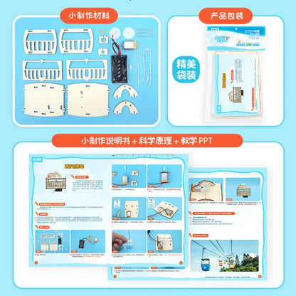 STEM DIY Wooden Cable Car Model Kit for Kids - Fun Educational Puzzle and Science Experiment Tool