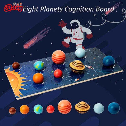 Montessori Solar System Exploration Puzzle for Kids - 8 Planets Wooden Matching Game