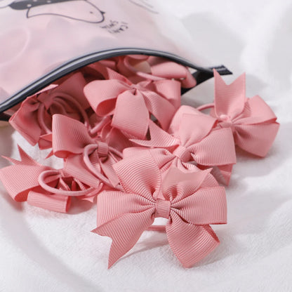 20-Color Mini Bowknot Elastic Hair Bands - 10 Pack for Girls' Ponytails and More!