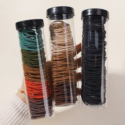 100Pcs/Box Colorful Elastic Hair Ties and Scrunchies for Girls - Handmade Hair Accessories