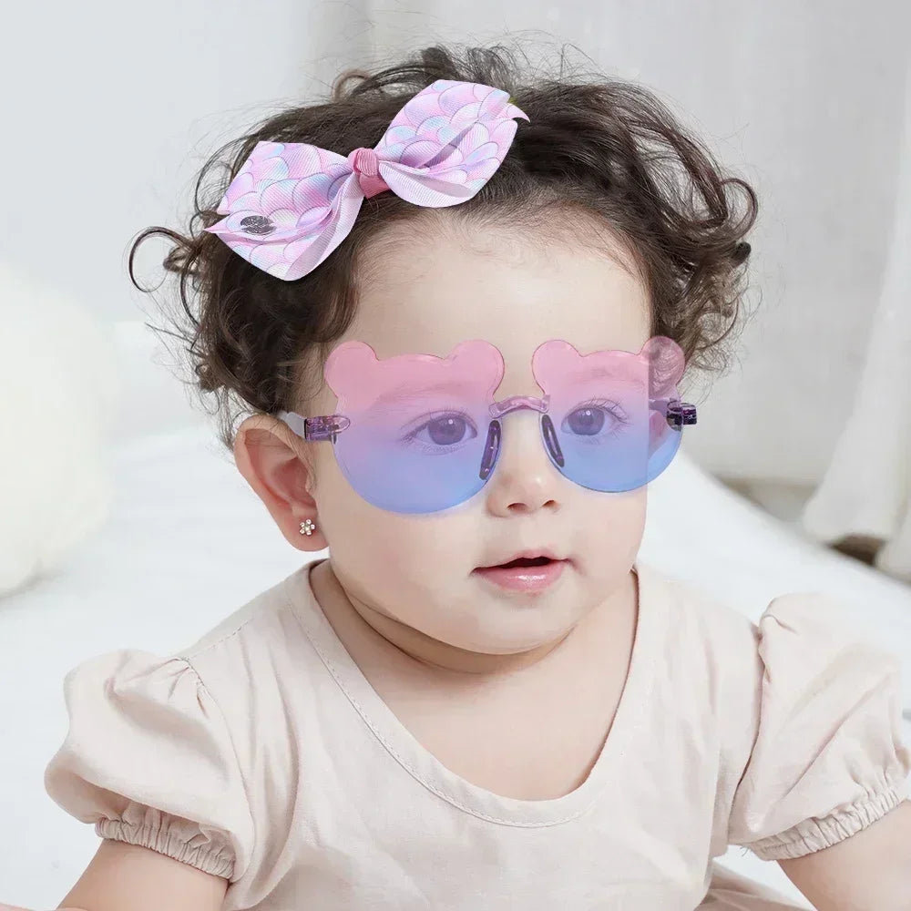 Adorable 2-Piece Newborn Hair Accessories Set - Cute Bow Headband & Bear Glasses for Infants and Kids