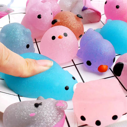 Adorable Animal Pattern Mini Mochi Squishies - 10-50PCS Stress Relief Toys for Kids, Ideal Birthday Gifts