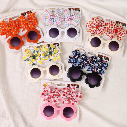 Adorable 2-Piece Newborn Hair Accessories Set - Cute Bow Headband & Bear Glasses for Infants and Kids