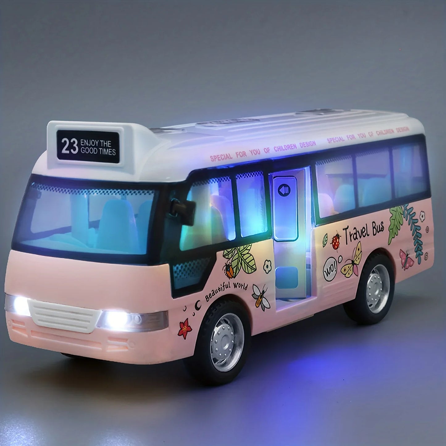 Die-Cast Metal Kids Tour School Bus Toy with Sound and Light Features - Friction-Powered Vehicle for Boys and Girls