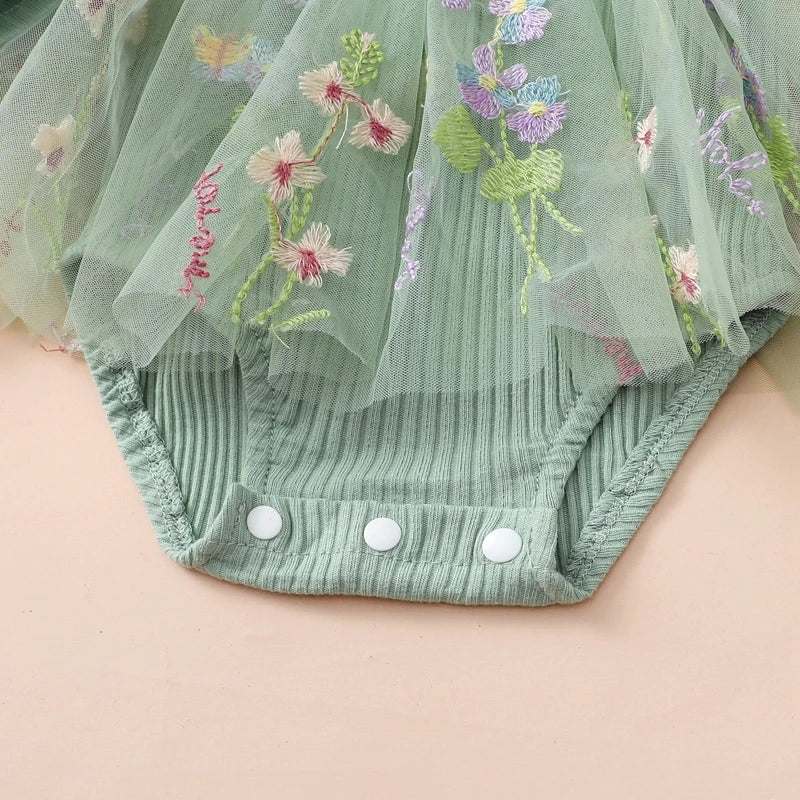 Adorable Baby Girls Floral Ruffled Long Sleeve Romper Dress with Headband Set for Newborns