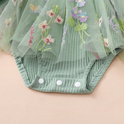 Adorable Baby Girls Floral Ruffled Long Sleeve Romper Dress with Headband Set for Newborns