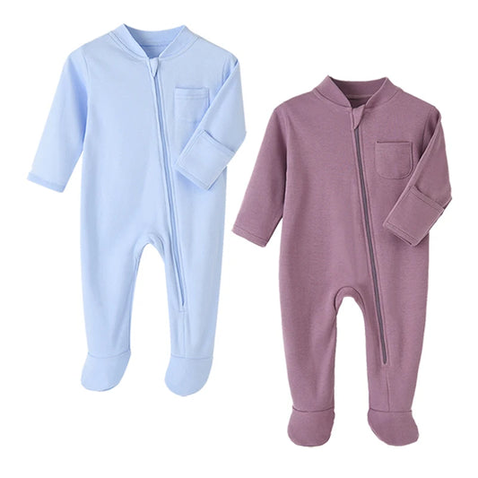 2-Pack Baby Cotton Rompers - Soft Unisex Sleepsuits for Newborns, All-Season Pajamas Jumpsuits