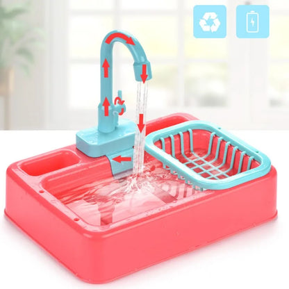 Kids Electric Dishwashing Playset - Water Simulation Sink Toy for Role-Playing Housework Activities