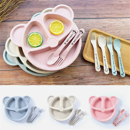 New Fractal Bear Kids Plate Set Easily Attract Kids' Attention Increase Eat Interesting Designed for Children 1 Set Tableware