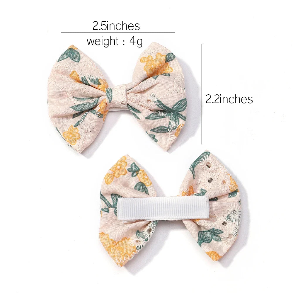 Adorable 2-Pack Mini Hair Bows for Girls - Soft Cotton Hair Clips and Barrettes