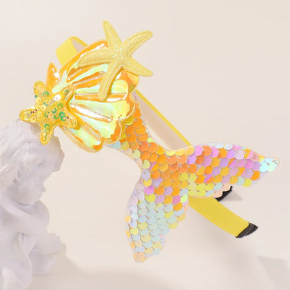 Rainbow Mermaid Sequin Headbands for Baby Girls - Handmade Kids Hair Accessories with Pearls