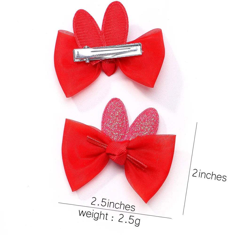 Adorable 2-Pack Mini Hair Bows for Girls - Soft Cotton Hair Clips and Barrettes