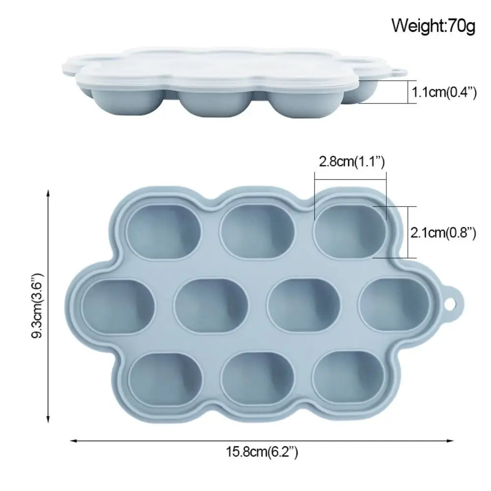 Silicone Baby Food Freezer Tray - 10-Cavity Mold for Homemade Treats and Teething Relief