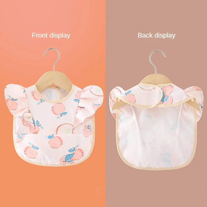 Waterproof Baby Bibs with Cartoon Prints - Ruffled Toddler Feeding Apron for Boys & Girls, Ideal Burp Cloths for Newborns to 6 Years