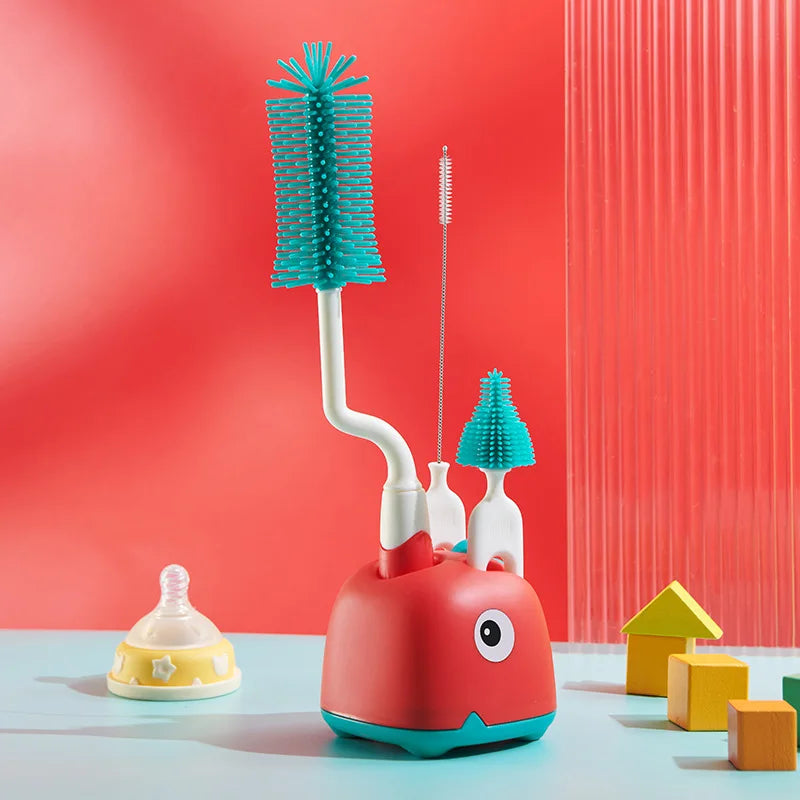 Silicone Bottle Cleaning Brush Baby Pacifier Straw Scrubber Small Brush 360 Degree Glass Cup Washing Kitchen Cleaning Tool Set