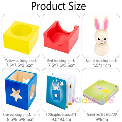 Wooden Magic Box Rabbit Animal Geometric Building Blocks Desktop Game Attractive Eye-catching For Indoor Baby Puzzle Toy
