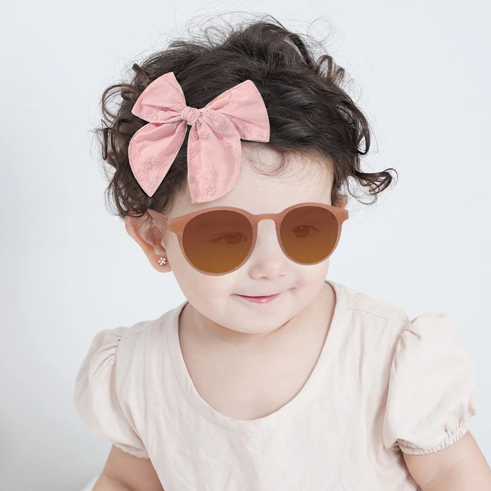 2-Pack Adorable Large Bow Hair Clips with Vintage Sunglasses for Kids - Handmade Printed Cheer Bow Hair Grips for Girls' Accessories